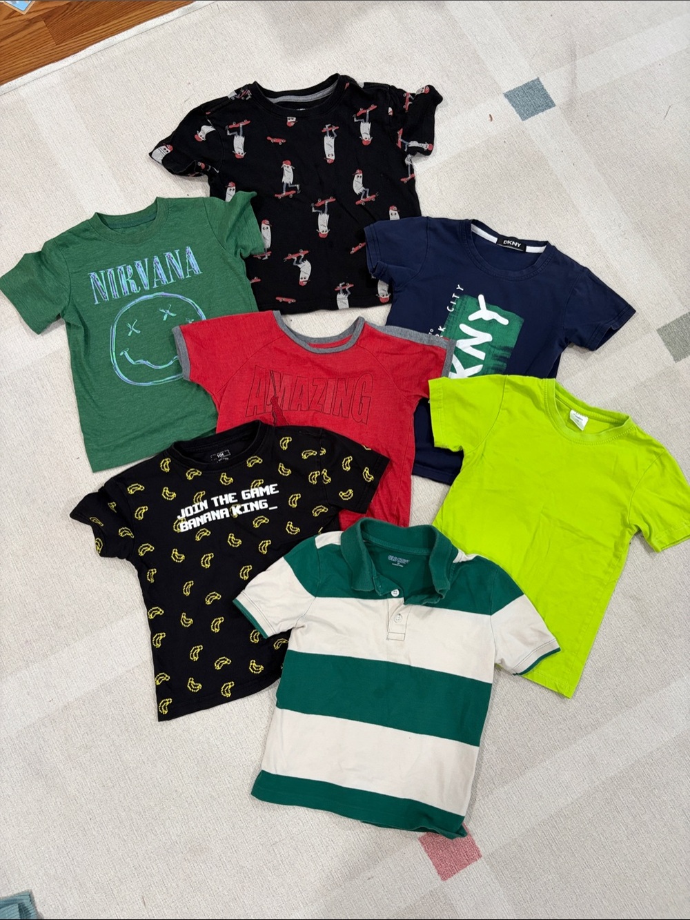 Old Navy Kids Short Sleeve Tee Lot - Green, Black, Red, Navy & Lime